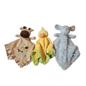 Baby Lovey Blanket Lot of 3 Soft Plush Security Blankets